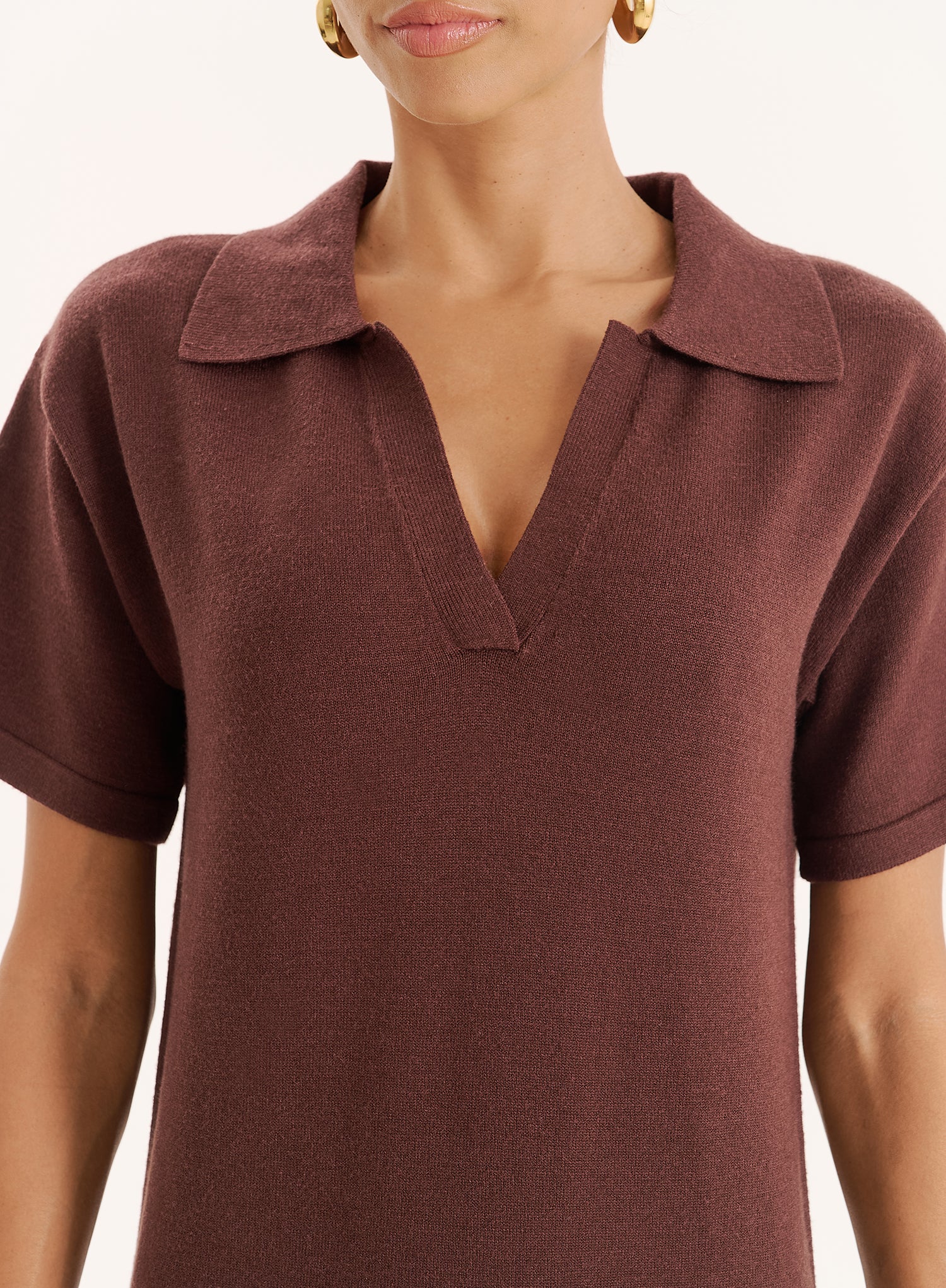 Chocolate Knitted Rugby Maxi Dress